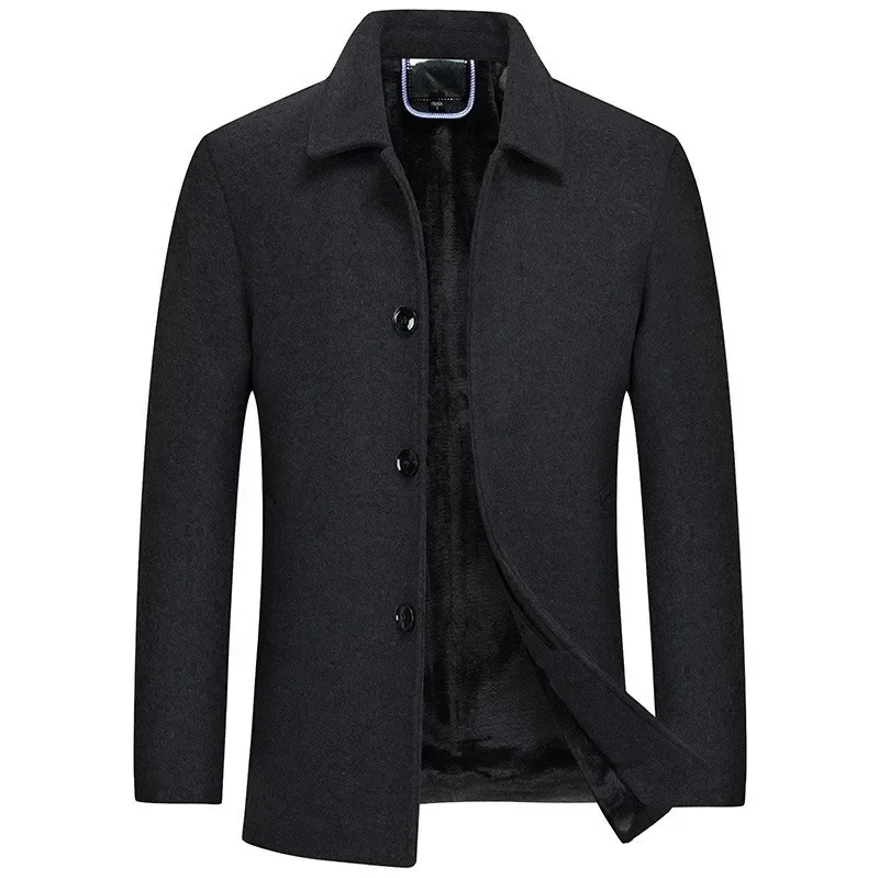 

Outerwear Warm Coat Mens Thicken Men Fleece Casual Overcoat Pea Coat Fashion Clothing Winter Jacket Men Wool Slim Fit Jackets
