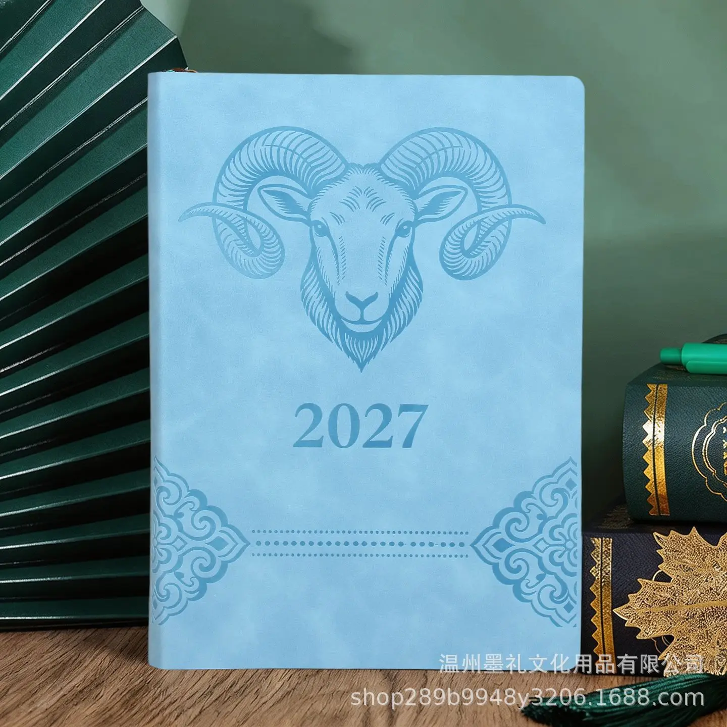 2027 B5 Daily Planner Notebook, 400 Pages Thick 80 gsm Paper, Leather Look PU Cover with Gold Foil and Embossed Styles, 365 Day