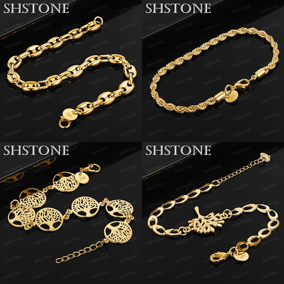 

20cm 18k Gold Twisted Rope Chain Tree Pig Nose Bracelet Men Women Party Birthday Gifts Fashion Trends Classic Jewelry