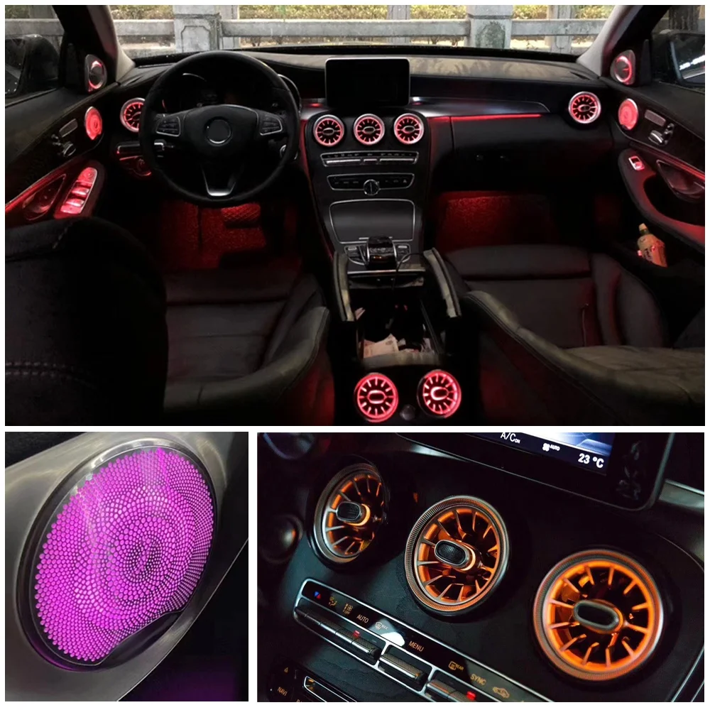 Upgrade 64 Colors W253 X253 W205 Ambient Lighting For Mercedes Benz C Class GLC 2015+ Interior Light Replacement