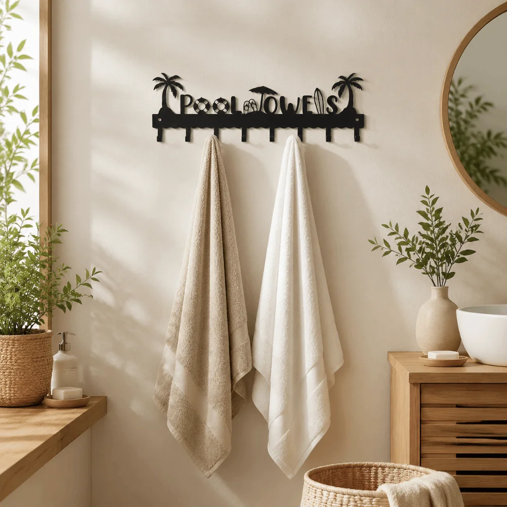 Home Bathroom Door Signs - Multi-functions Metal Wall Hook Key Rack