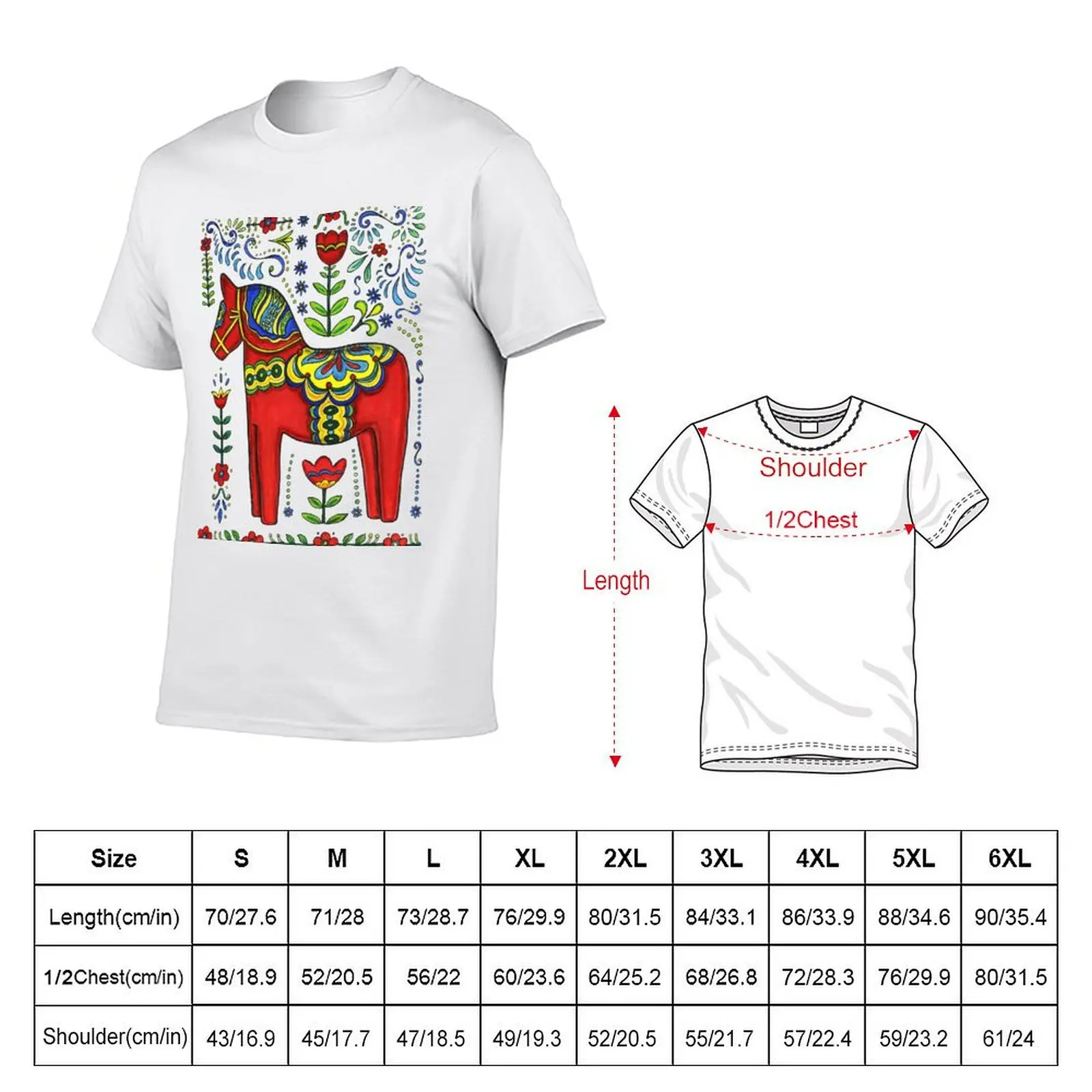 Lucky Swedish Dala Horse - Good Luck Art T-Shirt Casual Soft Cotton Short Sleeve Tee