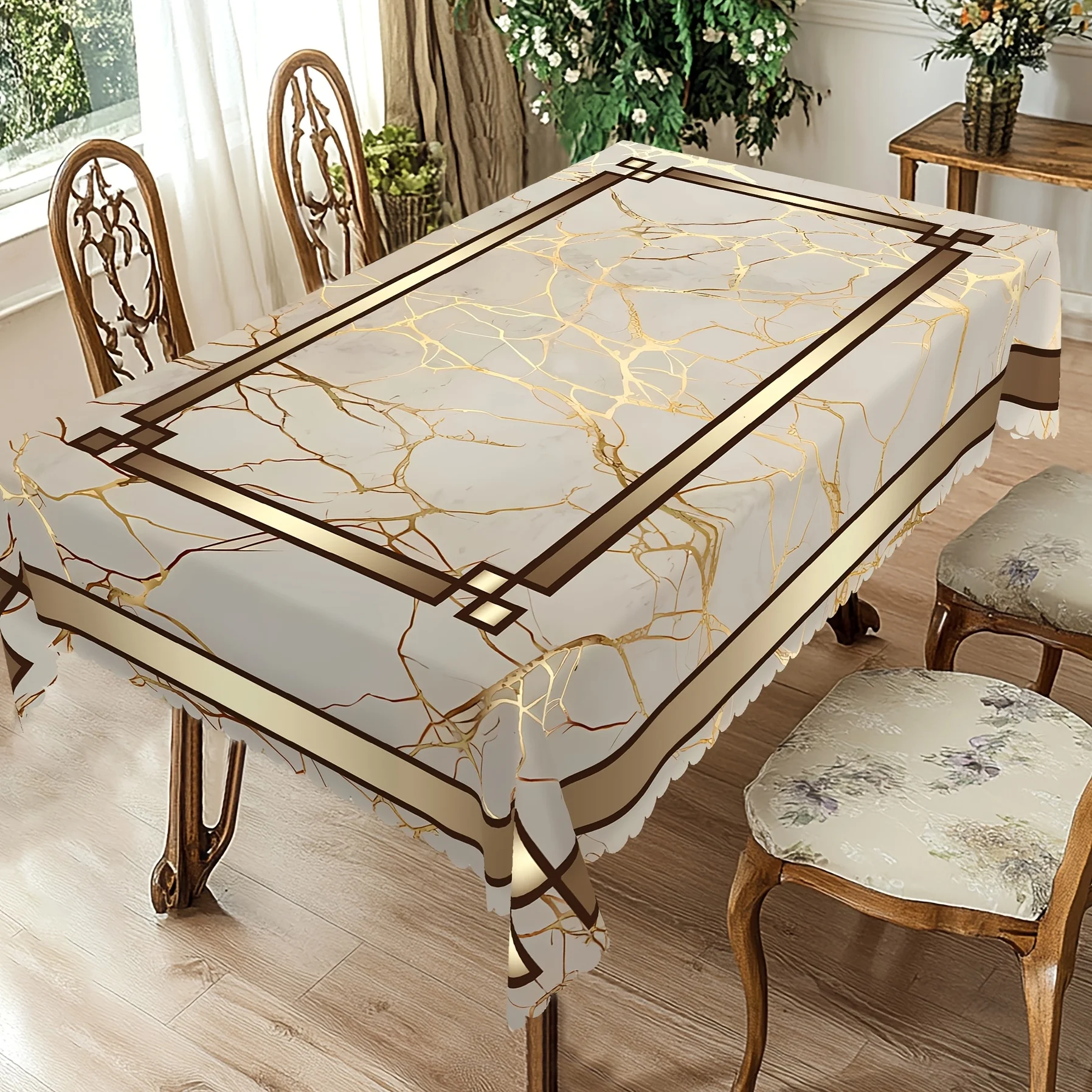 One piece of marble-themed tablecloth, including round and rectangular designs, with a marble pattern design.