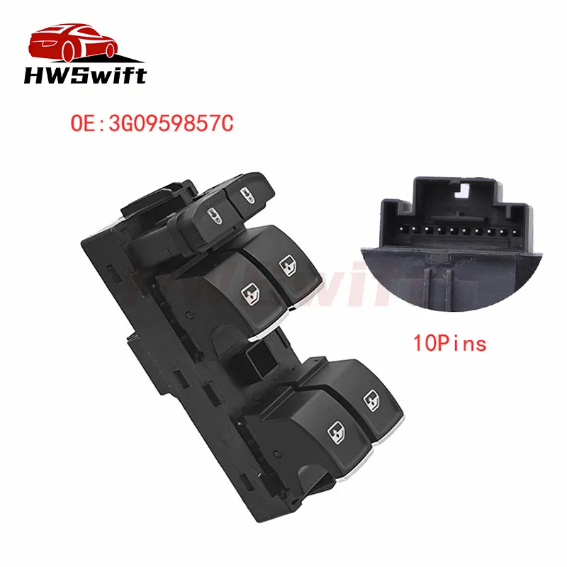 10Pins Car Power Window Master Switch Control 5G0959857C For VW Golf MK7 GTI Passat B8 Tiguan MK2 For Seat Leon MK3 2013-2018