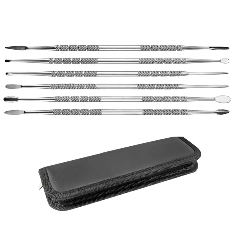 A03F-6 Pcs Wax Carving Tools Set With Case, Double-Ended Stainless Steel Clay Sculpting Pottery Sculpture Tools