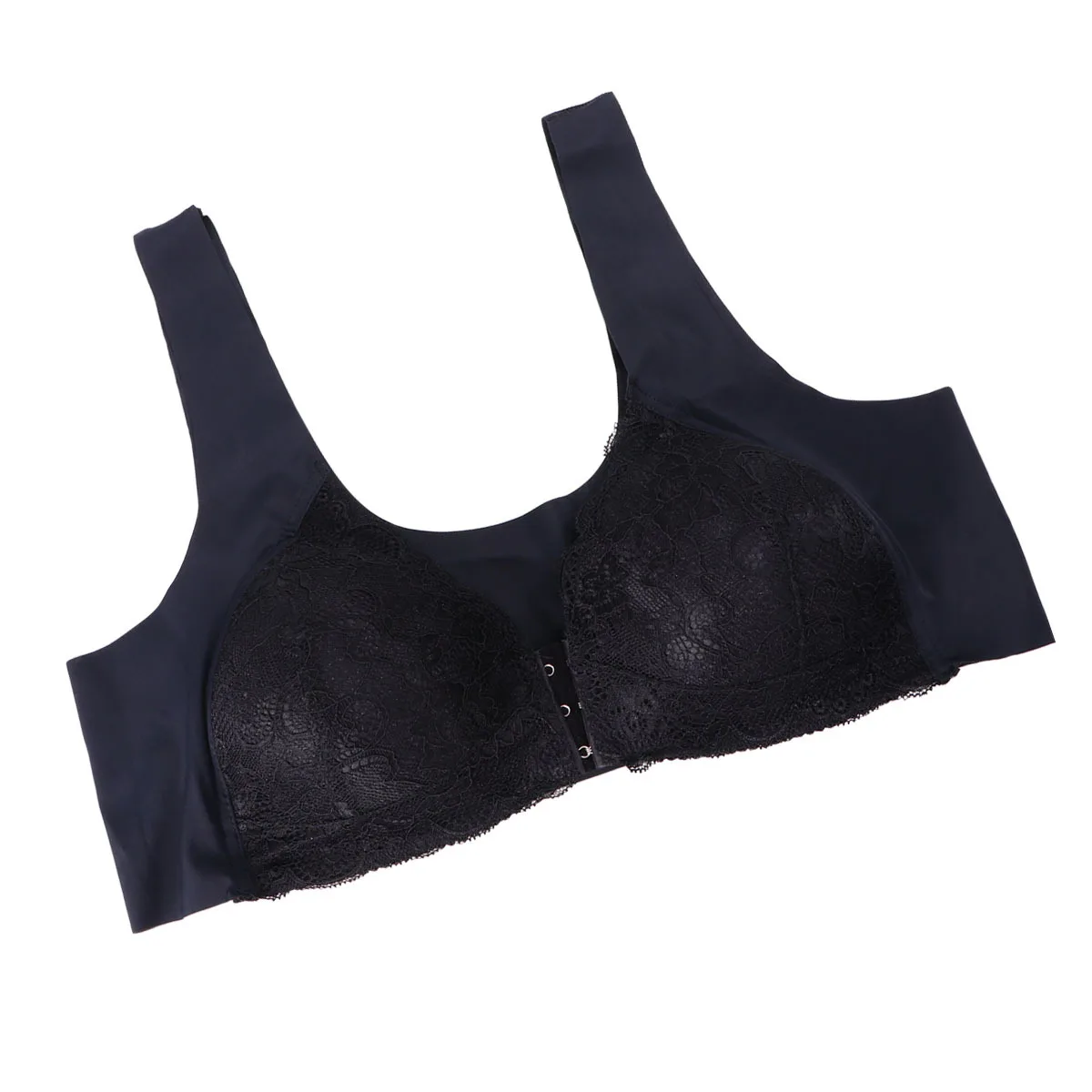 

No Steel Ring One-Piece Bra for Women Front Buckle Seamless Black Comfortable Fabric Perfect Shape Support