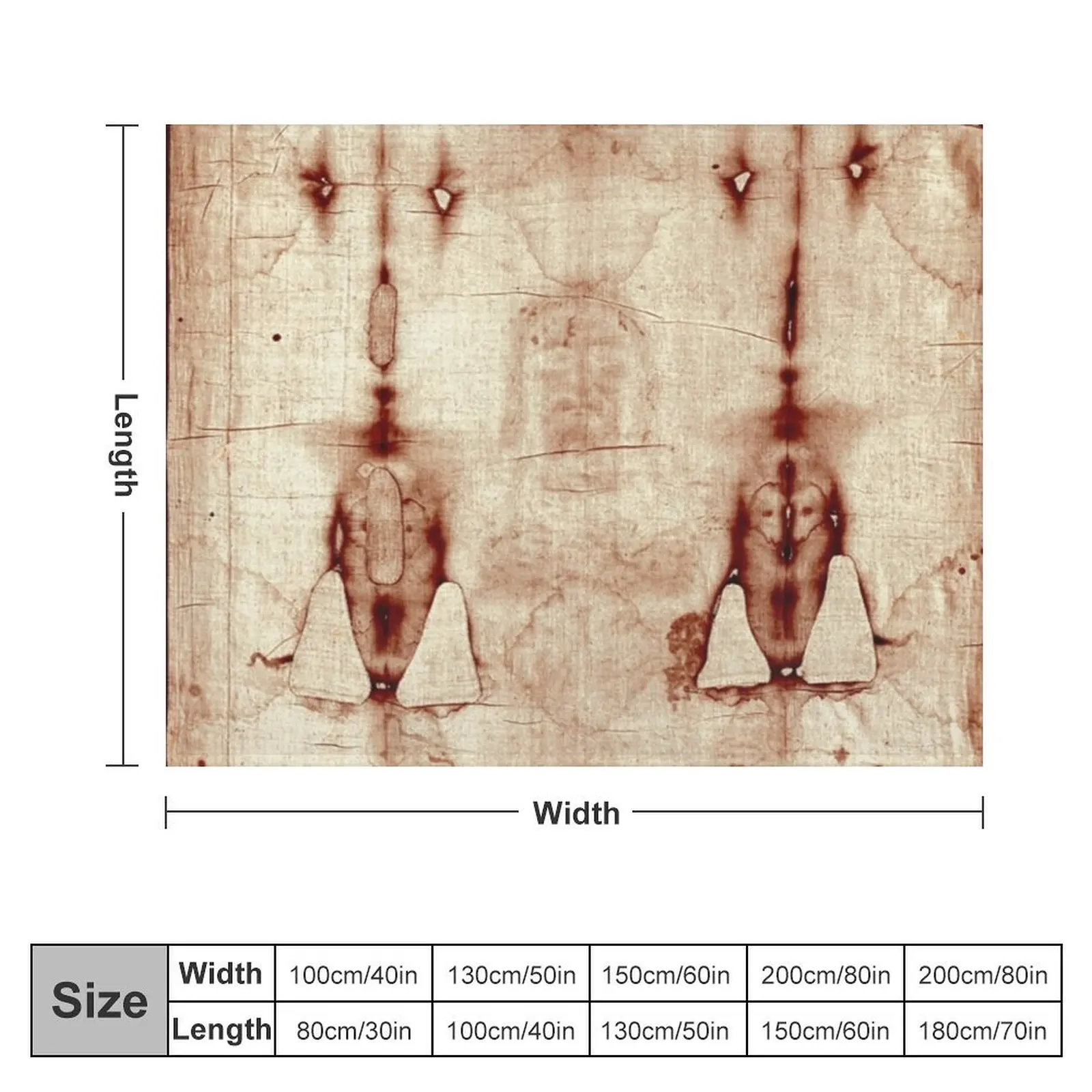 Easter: Holy Face negatives of the shroud of Turin Throw Blanket Thin Polar Custom Blankets