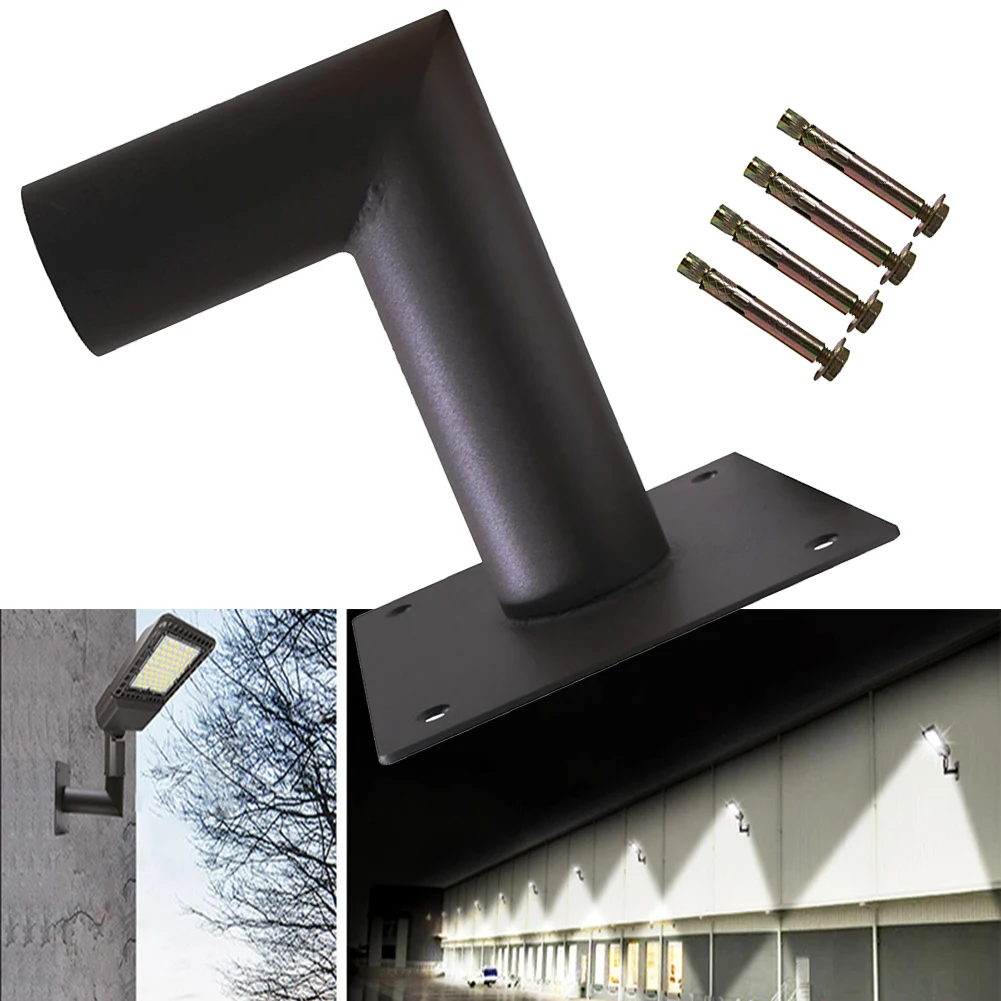 Suporte de parede com adaptador Tenon, L forma aço LED Street Lights, 90 graus, 7,7x6,5x6,5 polegadas, 1PC