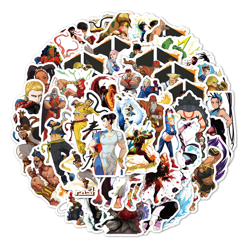 10/50Pcs Hot Game Street Fighter Cartoon Stickers Decorative Anime Decals Laptop Motorcycle Guitar Car Cool Sticker