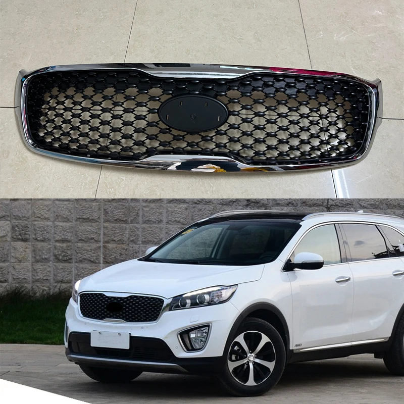 Car Front Grille Decorative Cover For KIA Sorento 2015 2016 2017 2018 Racing Grille Car Upper Bumper Hood Mesh Grid