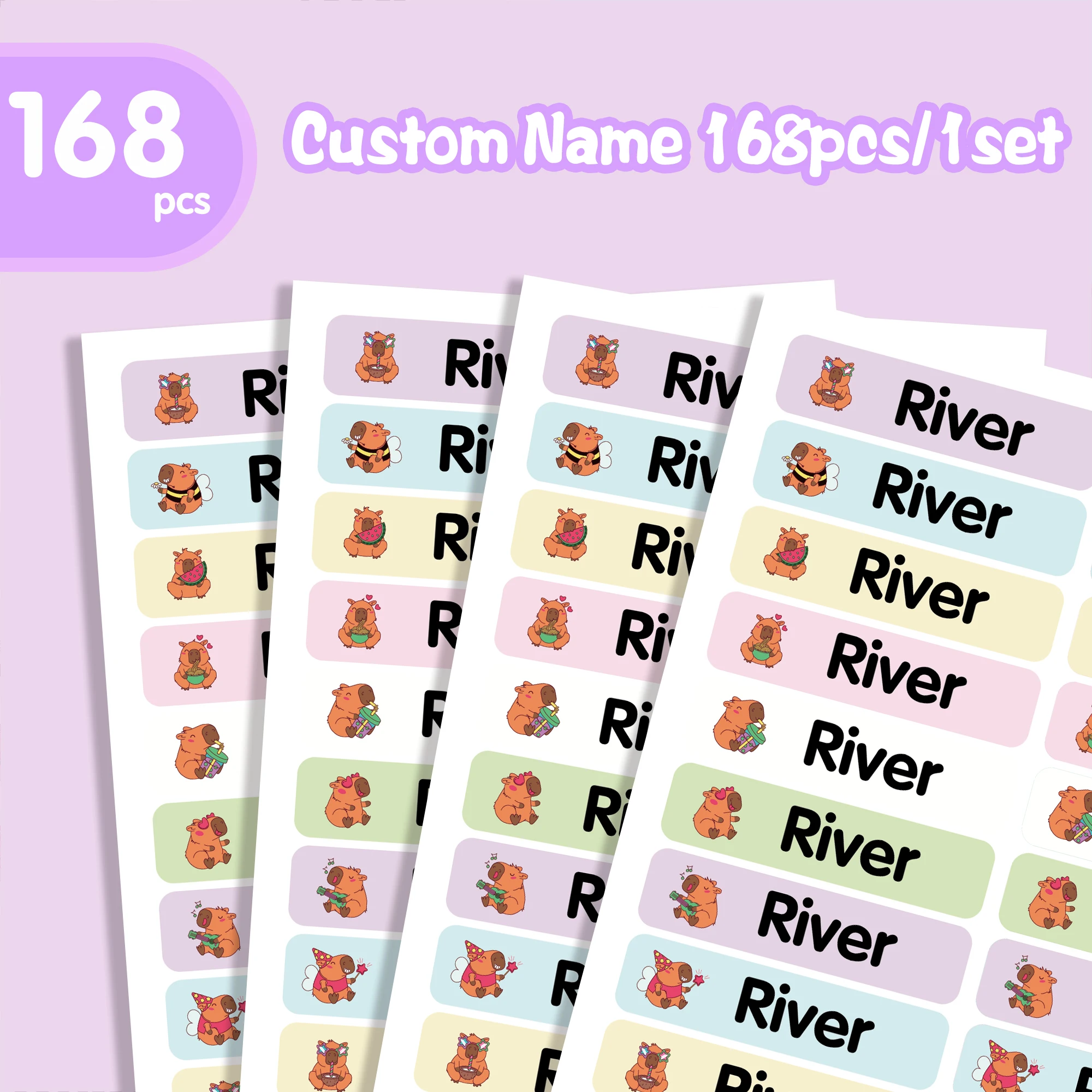 84/126pcs Capybara Scrapbook Stickers Pencil Tag Customized Label Textbook Stickers For Office Supplies, Water Bottle Stickers