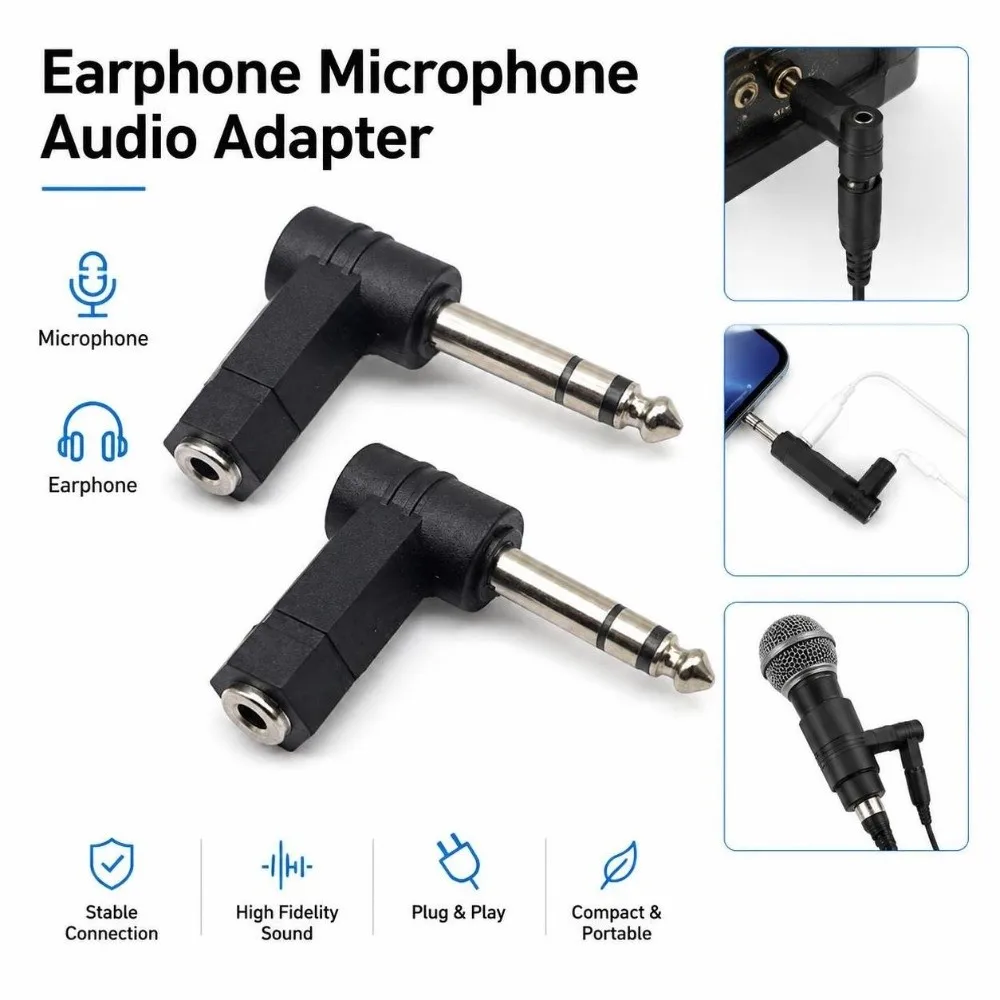 Zinc Alloy Audio Adapter Right Angle Male To Female Audio Converter Space Saving Stereo Dual Channel Plug Converter