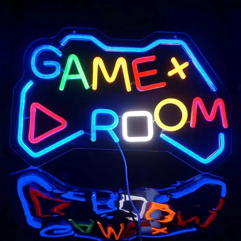LED Neon Game Controller Ambient Light, Engraved Lamp Sign, Entertainment Room Indoor Party Decoration
