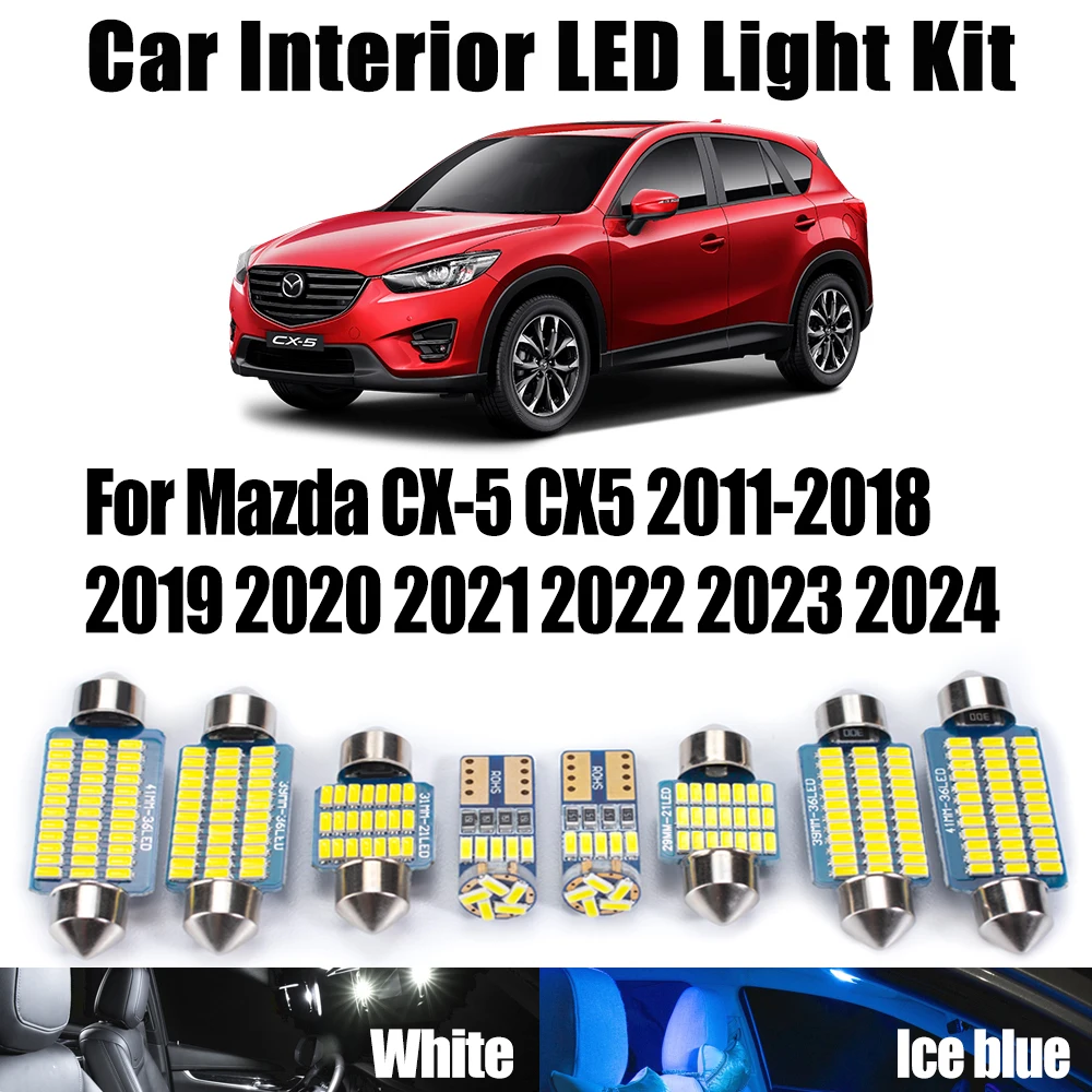 11Pcs Canbus For Mazda CX-5 CX5 2011- 2019 2020 2021 2022 2023 2024 Car Accessories LED Interior Ceiling Light Map Dome Bulb Kit