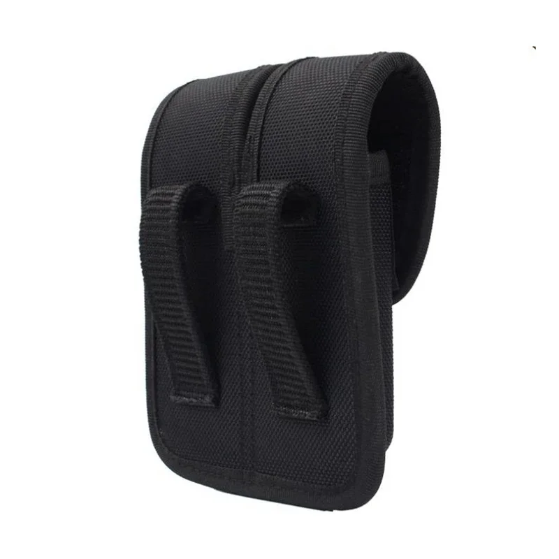 Tactical Black Basketweave Leather Double Magazine Holder Snap Double Handgun Double Mag Pouch