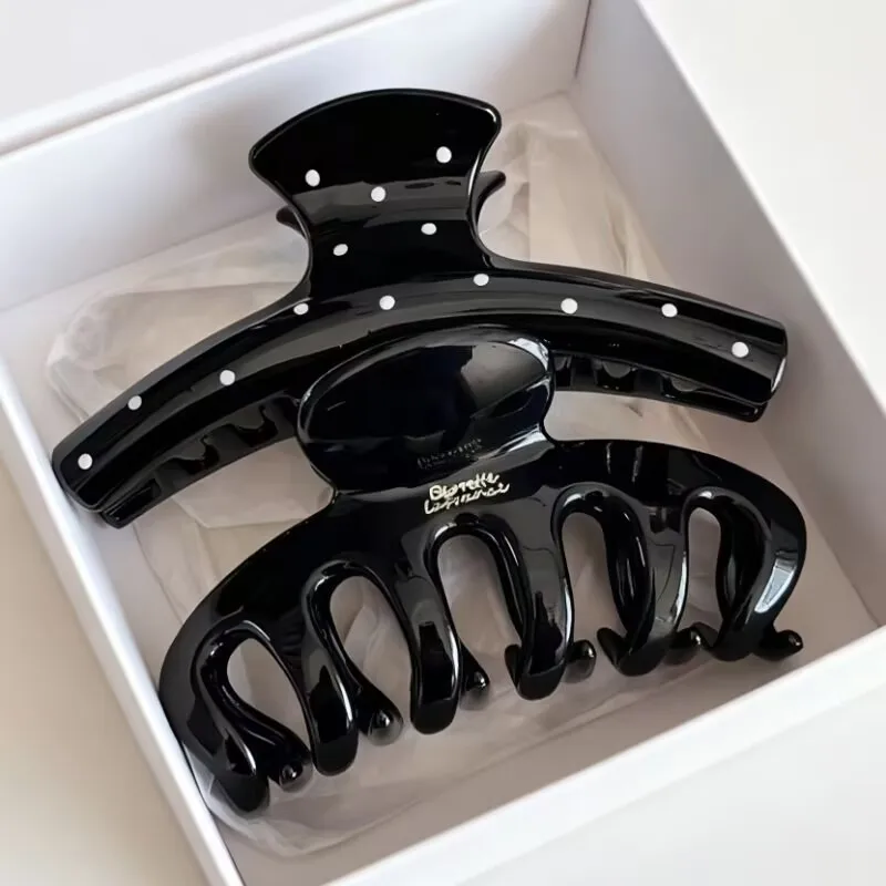 Koreanische große Acryl Dragon Bone Shark Haarspange Französisch Stil Polka Point Arc Hinterkopf Haarklammer Klemme Haarschmuck