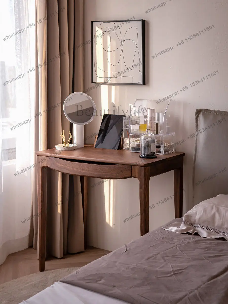 Dressing table simple and simple black walnut cherry wood retro bedroom small apartment dressing table