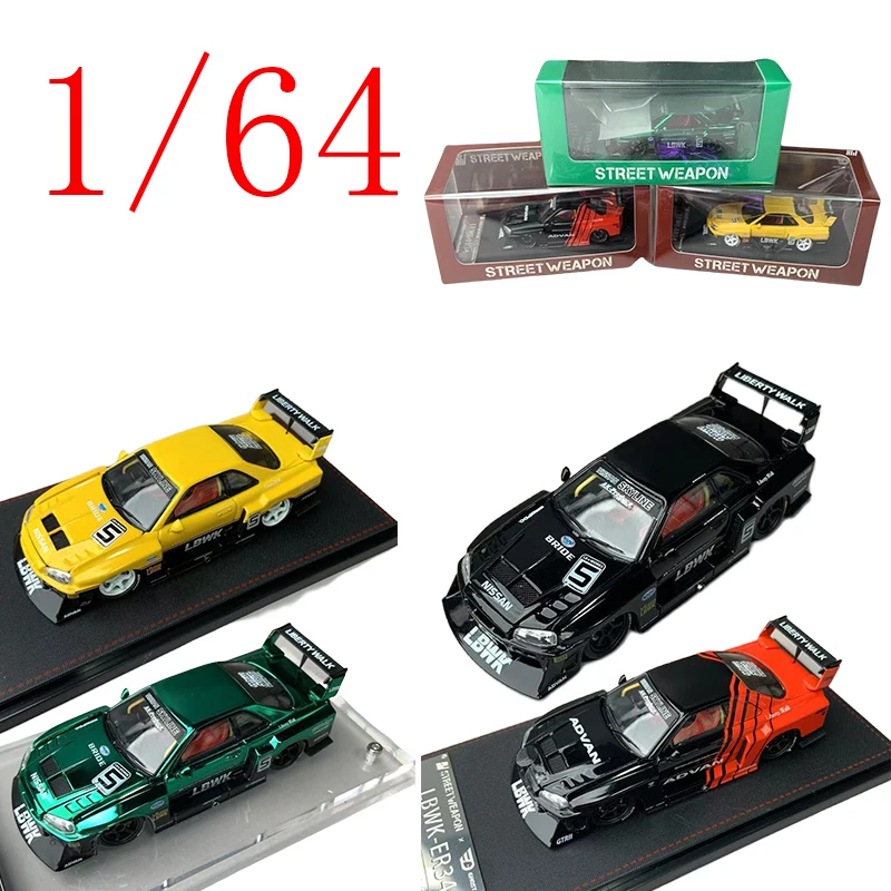

SW Diecast 1/64 Diecast Nissan Alloy Model Cars Nissan GTR ER34 LBWK Play Vehicles Toys for Boys Gift Original Box