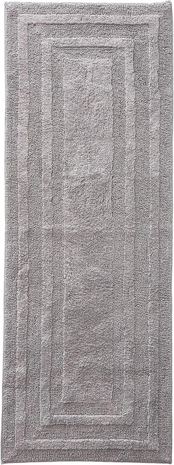 

Soft Plush Cotton Bathroom Rug, Highly Absorbent Quick-Dry Skid-Resistant Backing, Logan Chrome Grey 22x60