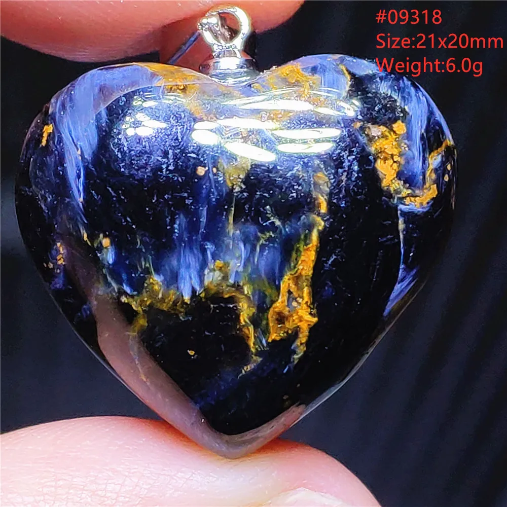 

Natural Blue Fire Pietersite Heart Pendant Necklace Jewelry Cat Eye Women Men Love Yellow Pieter Site Namibia AAAAAA