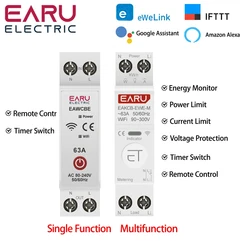 eWeLink WiFi MCB Smart Circuit Breaker Over Current Over Voltage Protection Power Metering 1-63A Wireless Remote Control Switch