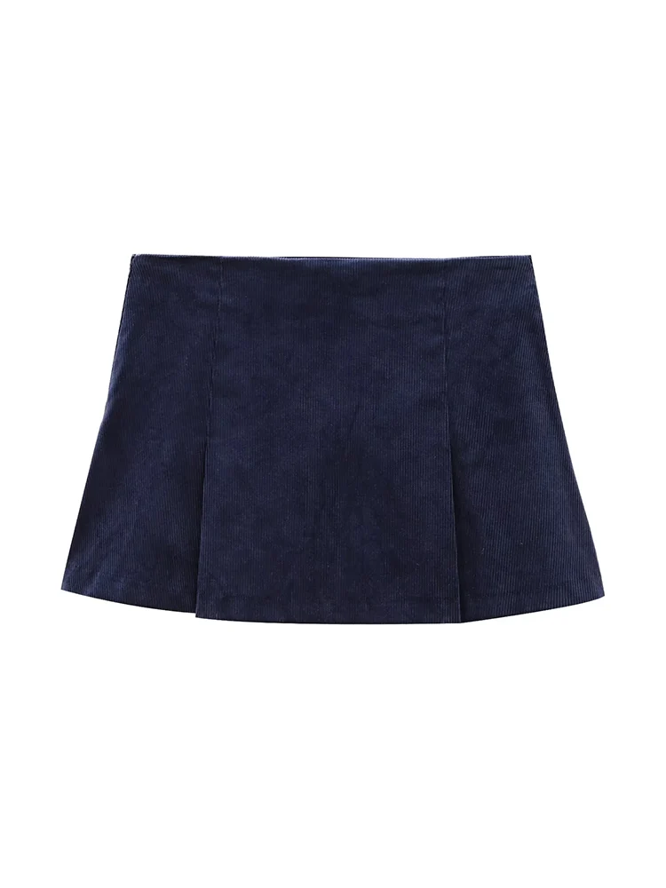 Nueva ropa de otoño para mujer, estilo europeo y americano, diseño francés, conjunto de minifalda superior de pana versátil a la moda