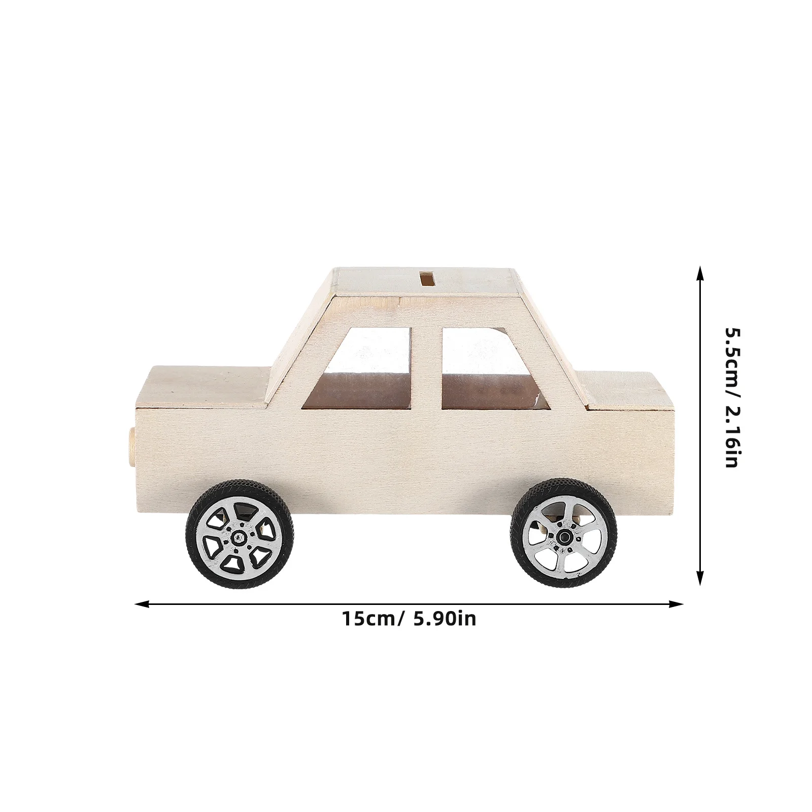2個入り 木製 車型貯金箱 DIYクラフトキット 未塗装 塗装可能 マネーボックス ホームデコレーション 木製マネーボックス