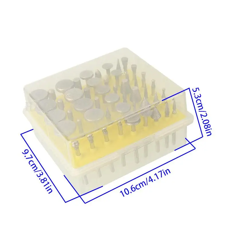 Set Mata Bor Gerinda Berlian 50 pcs, Mata Bor Gerinda Shank untuk Dremel, Alat Putar Abrasif, Kepala Gerinda, Mata Bor Berlian