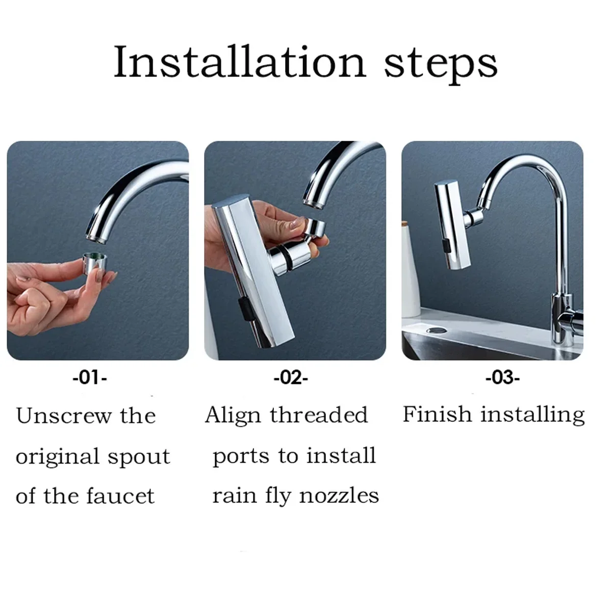 Kitchen Faucet Splash Protector Waterfall Water Outlet Universal Rotary Bubbler Booster Extension Water Nozzle Universal Joint