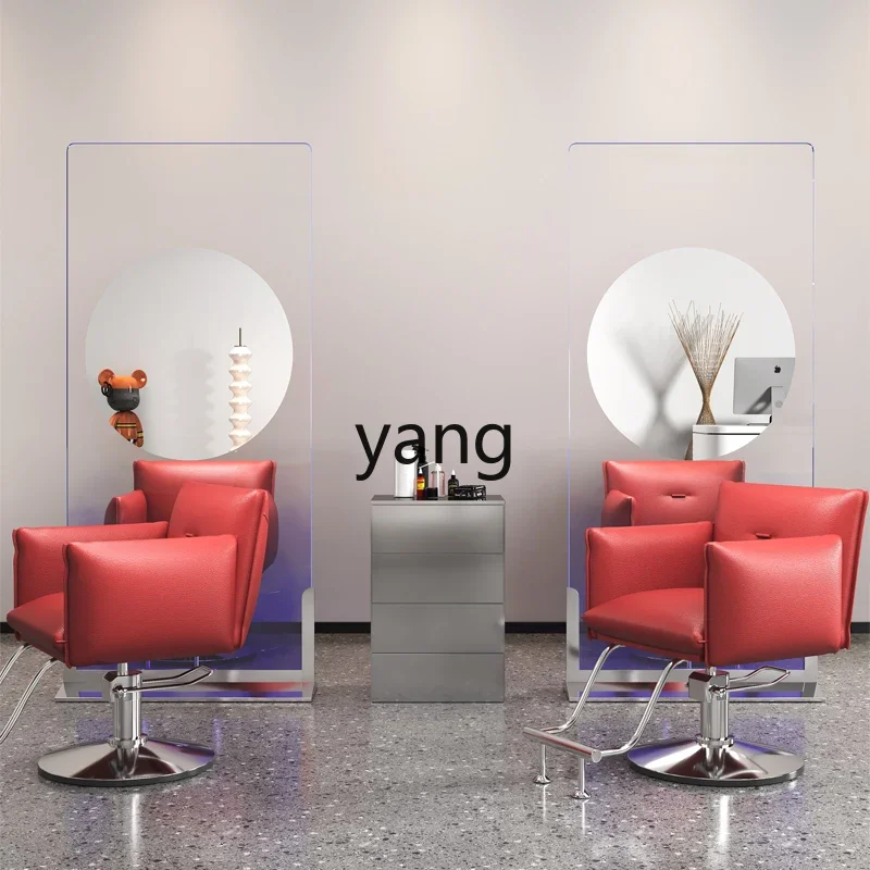 LTT barber shop mirror table hair salon special high-end floor transparent hair cutting oval mirror