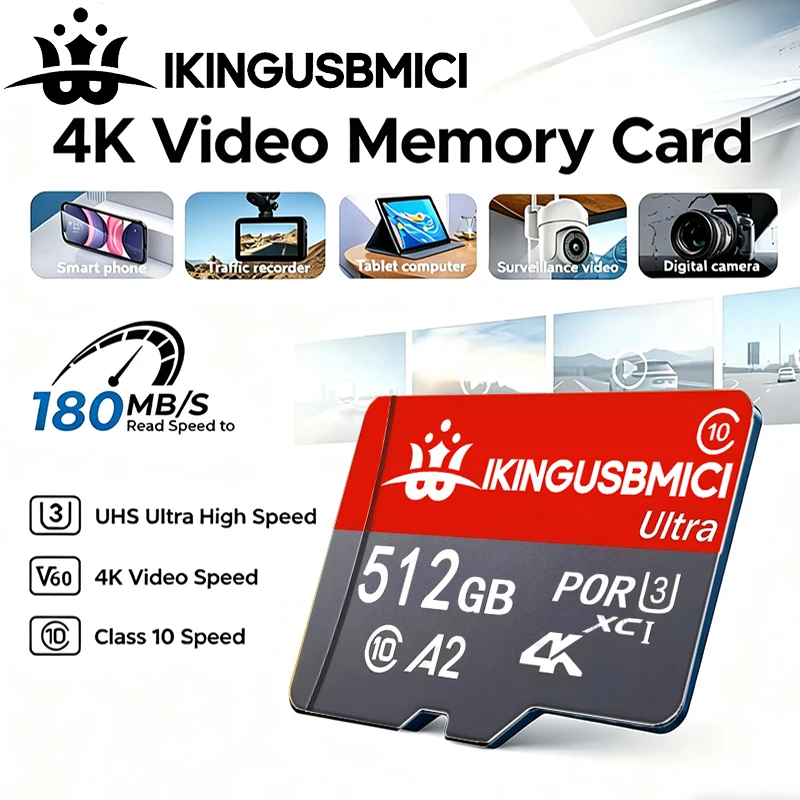 Compact SD Cards 256GB 128GB 32GB Memory Card TF Cards Micro TF SD Card V60 Waterproof for E-Reader/GPS/Gaming Console