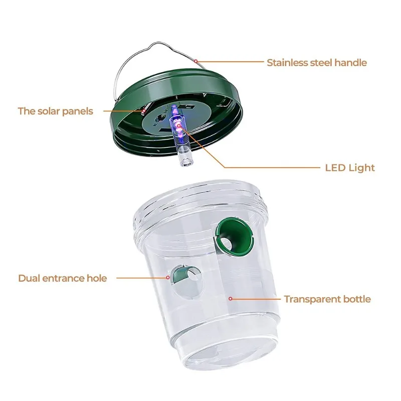 

FYBL-Insect Traps, 2 Solar-Powered Fruit Fly Traps, Insect Fruit Fly Traps, Orchard Bee Traps