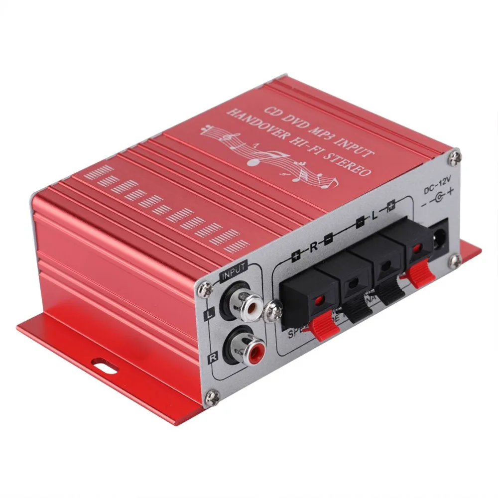 Mini 12V Digital Car Amplifier Stereo Bass 2 Channel Car Stereo Amplifier Red Hifi Audio Amplifier Motorcycle