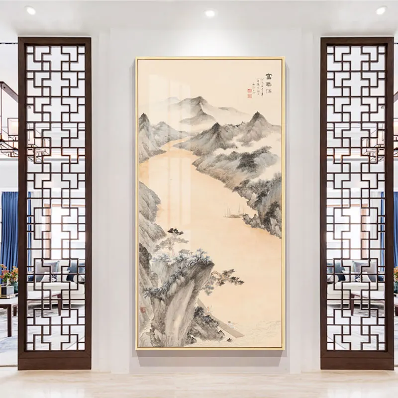 Traditonal Chinese Style Mountain and River Canvas Painting Poster Print Wall Art Picture Living Room Home Office Decor Cuadros2