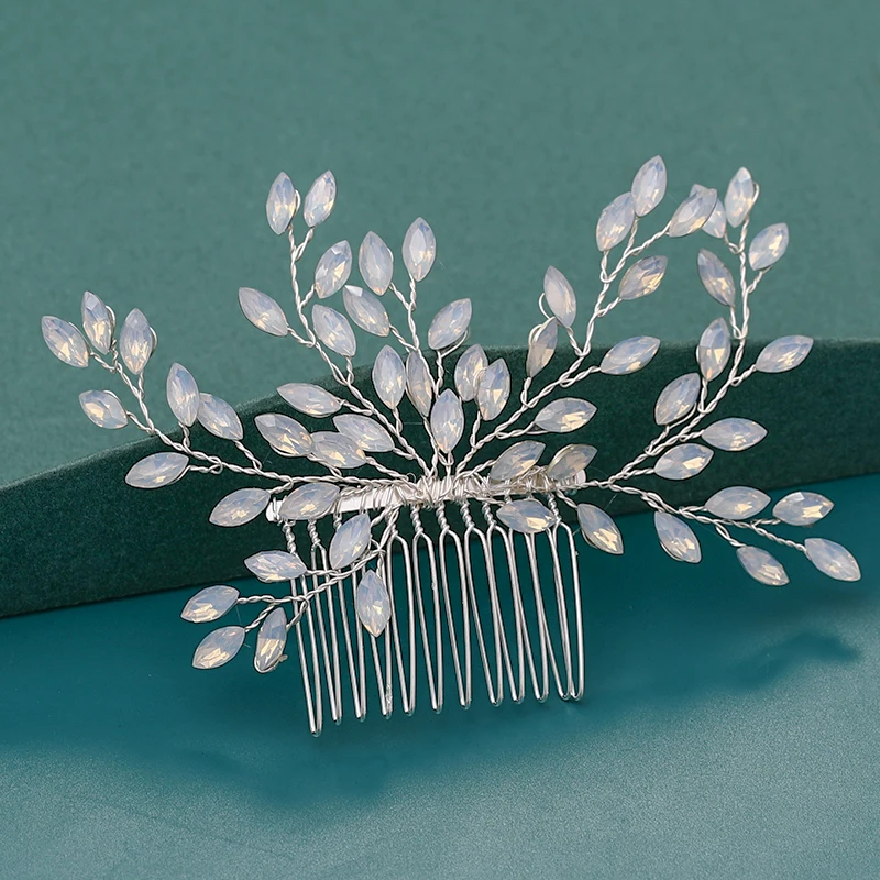 Bride Hair Combs Hair Accessories Wedding Bridal Headpiece Silver Color Handmade Crystal Pearl Wedding Ornaments Hair Jewelry