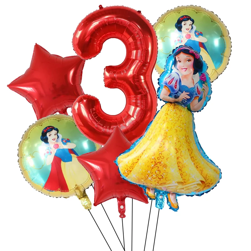 6pcs Disney Princess Balloon Bell Snow White Theme Aluminum Foil Balloon Baby Shower Girl Birthday Party Decoration Toy Globos