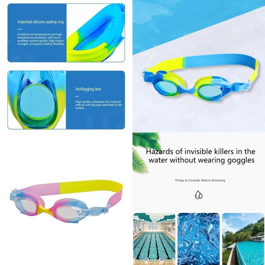 

R6FE Kid Swimming Goggles Anti-fog Swim Goggles High-definition Goggles No Leaking Children Goggles for Boys Girls