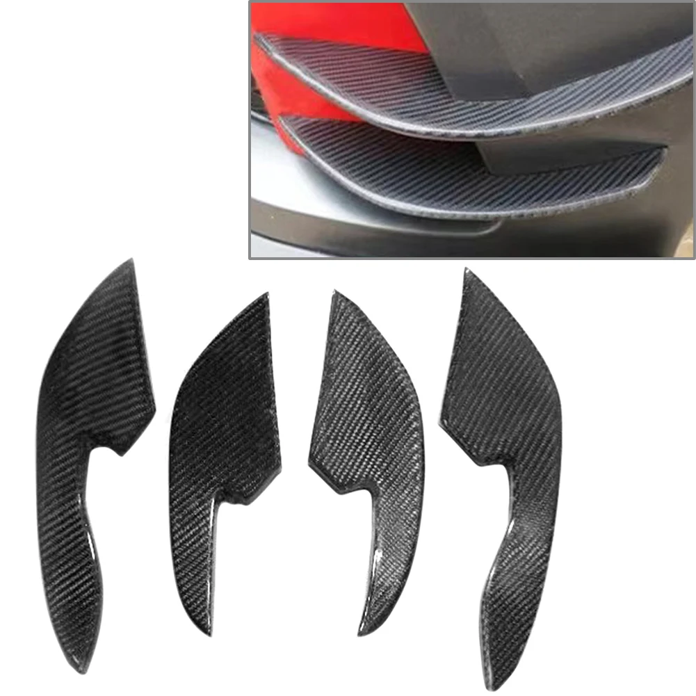 Carbon Fiber Car Front Bumper Side Canards Splitter Fins Spoiler Trim 4Pcs For Audi RS6 RS7 2013 2014 2015 2016