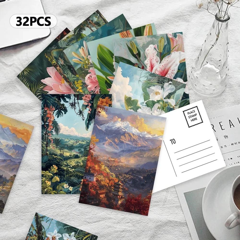 

32pcs, tropical rainforest , postcards, decoration/greeting cards/postcards, high-definition printing, collectible and mailable