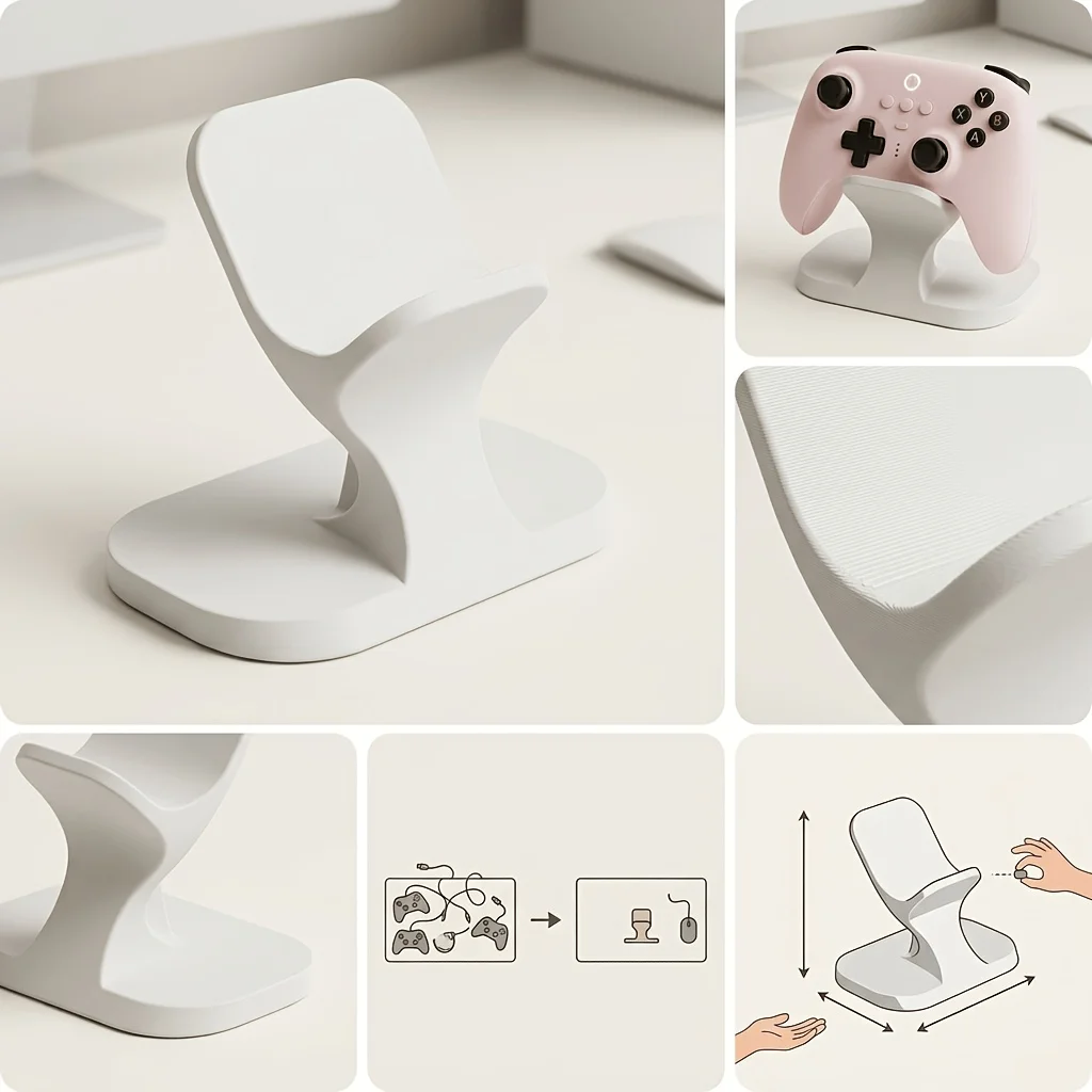 3D Printed Universal Game Controller Desktop Storage Stand, Tabletop Gamepad Holder for Gaming Desk Small Accessories