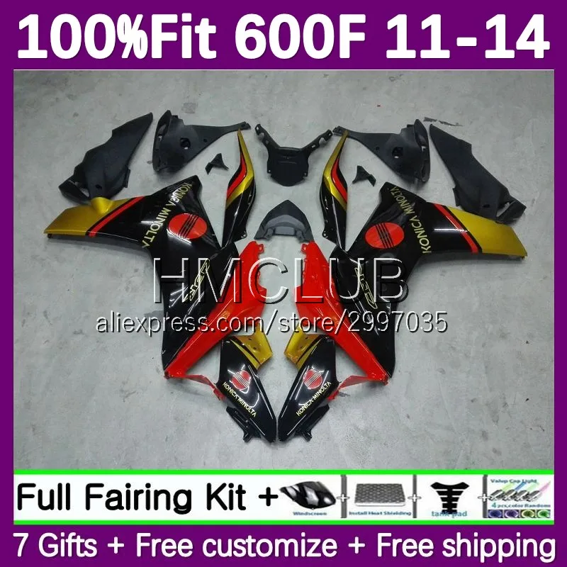 Injection Fairings For HONDA CBR600F4i CBR 600 F 600F 50No.17 Black golden CBR600F 11 12 13 14 CBR600 F F4i 2011 2012 2013 2014