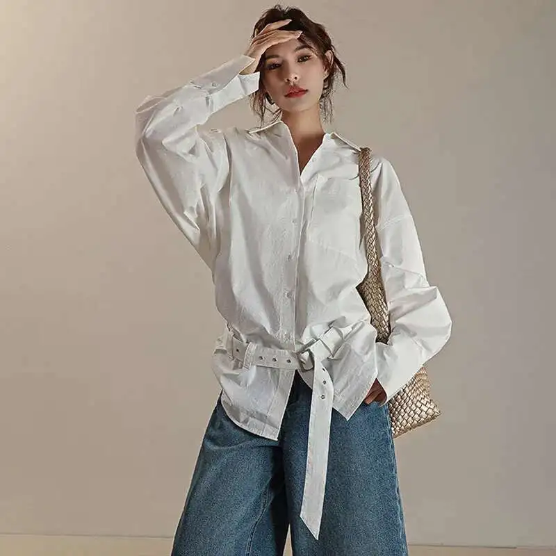 

KWTX, дизайнерские рубашки со сборкой на талии для женщин, однобортные офисные женские блузки с лацканами, модные топы, новинка весны 2023 г.