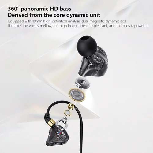 Imagen 2 del producto L-jack gaming headphones type-c 3.5mm 45° tilt in-ear auriculares de grabación con cable HiFi surround sound manos libres micrófono auriculares