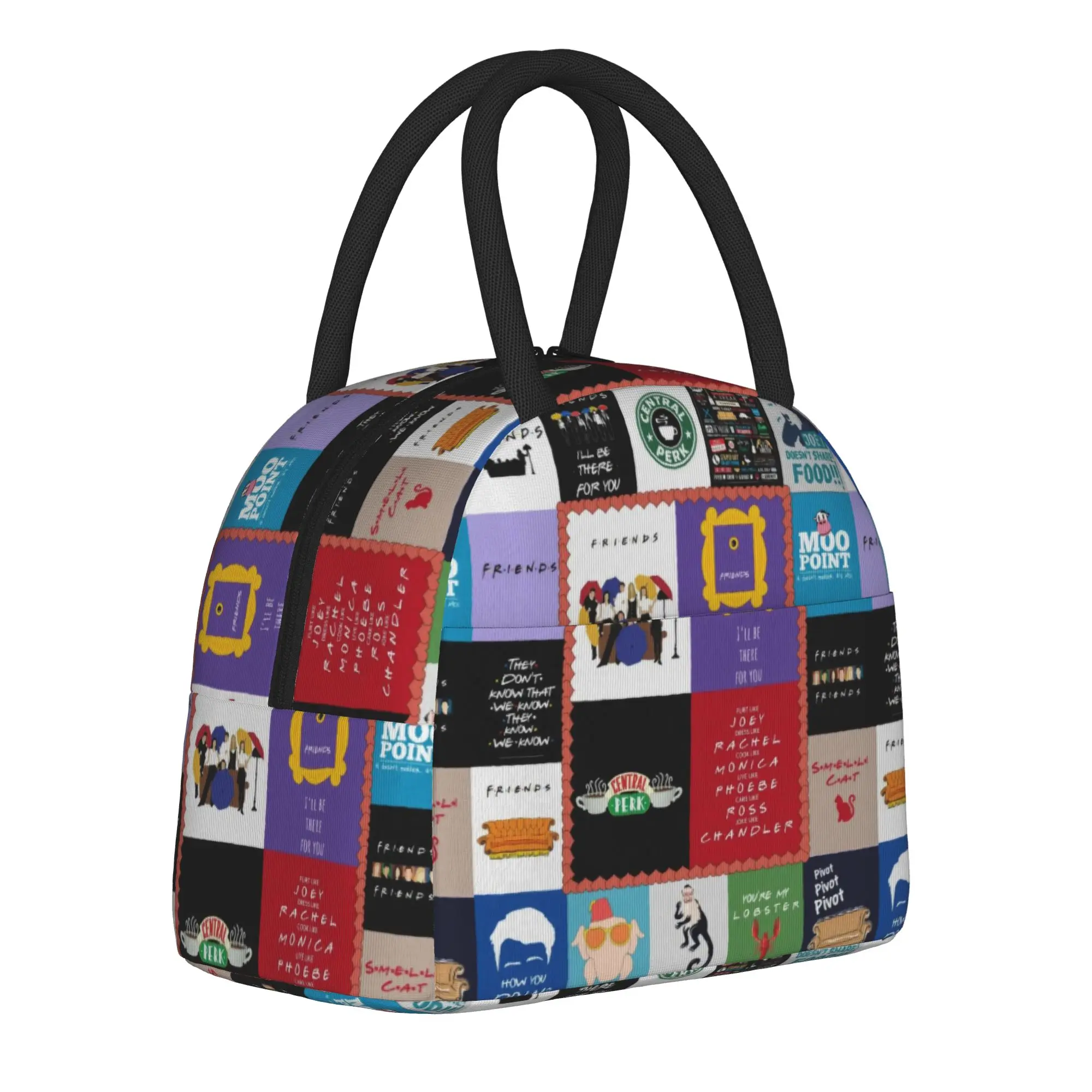 Friends TV Show Blanket Insulated Lunch Bags Portable  Reusable Cooler Bag Tote Lunch Box Food Bag