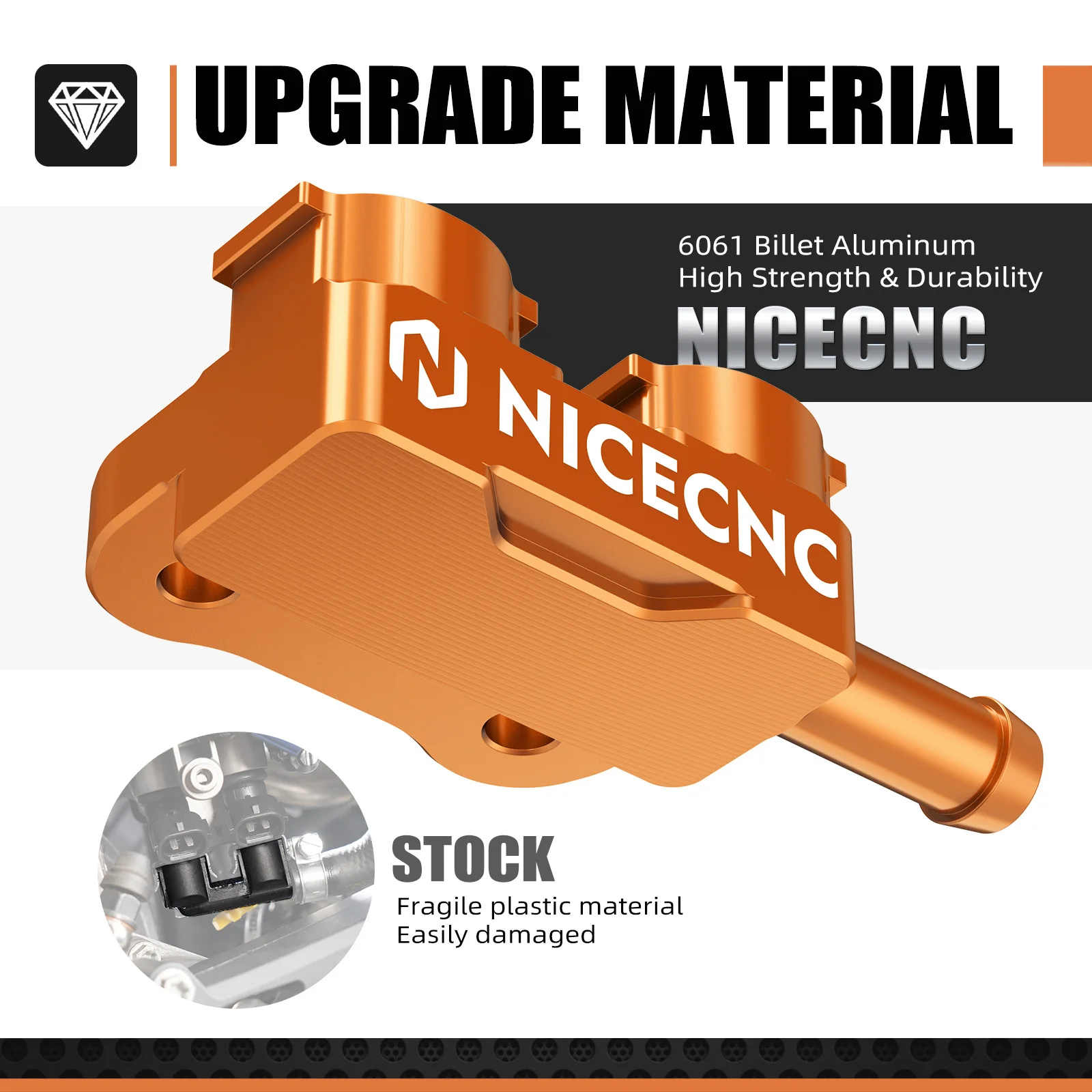 NICECNC KTM EXC 300 XCW 300 2024-2025 SX 125 XC300 2023-2025 TBI ハイフロー フューエルレール & クランクケース圧力センサーブラケット