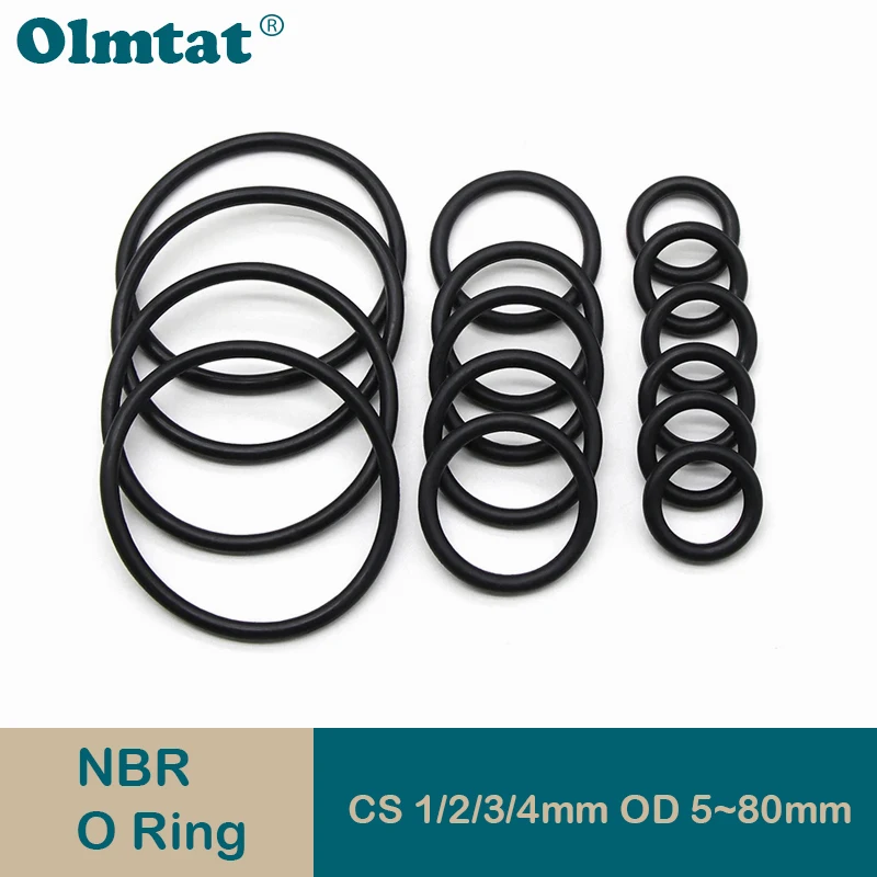 

50pcs Black O Ring Gasket CS1 2 3 4mm OD5mm ~ 80mm NBR Automobile Nitrile Rubber Round Type Corrosion Oil Resistant Seal Washer