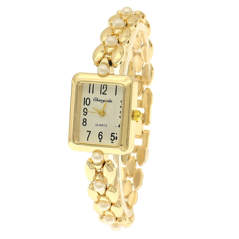 Популярные женские часы, деловые роскошные женские модные кварцевые часы, простые весы, квадратные качественные позолоченные часы из нержавеющей стали