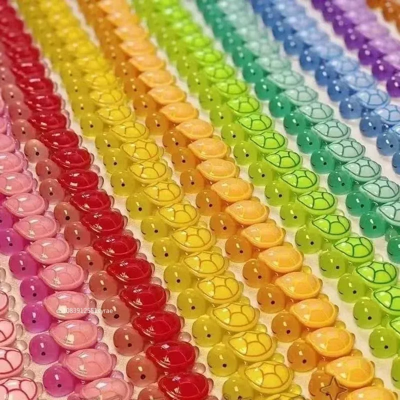 Gemengde Mini Gloeiende Schildpad Hars Miniatuur 3D Cartoon Dopamine Gekleurde Hars Kunst Decoraties DIY Telefoonhoesje Desktop Ambachten