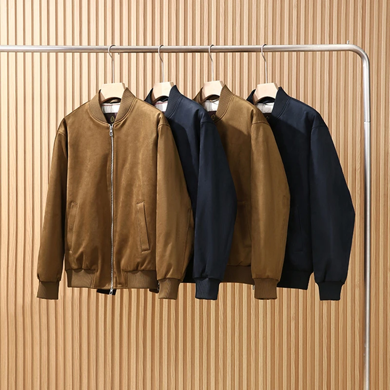 

Faionable Urban Men's Cotton Jaet with Wool Filling Baseball Collar Pilot Sle High-End Suede Leather Faionable Autumn...