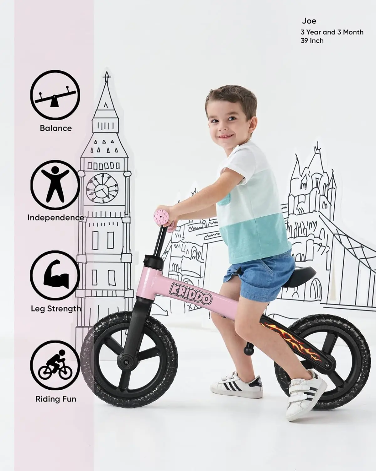 Toddler Balance Bike 2 Year Old, Age 24 Months to 5 Years Old, Early Learning Interactive Push Bicycle with Steady Balancing, Gi